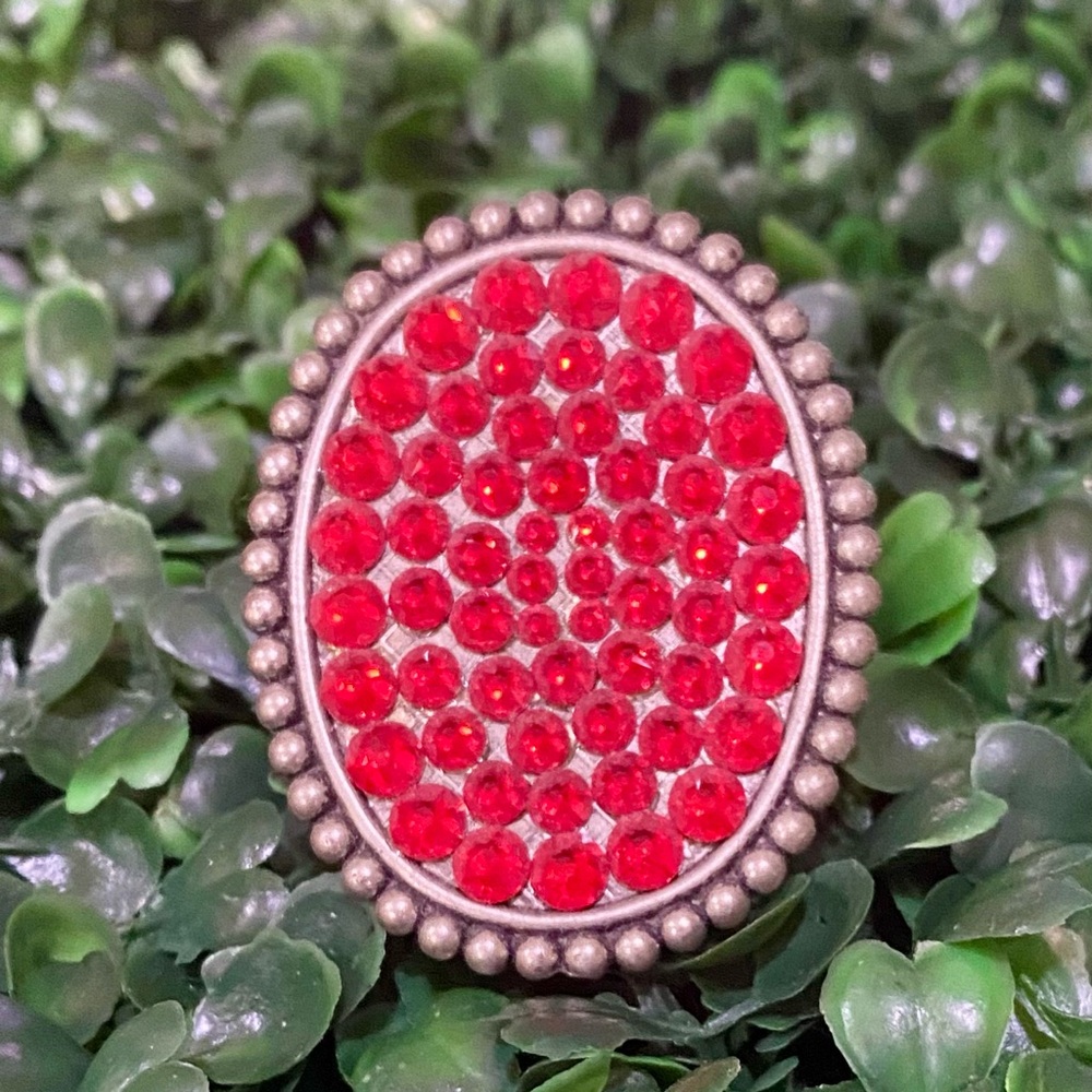 Pink Panache Vintage-Inspired Red Bling Oval Statement Ring